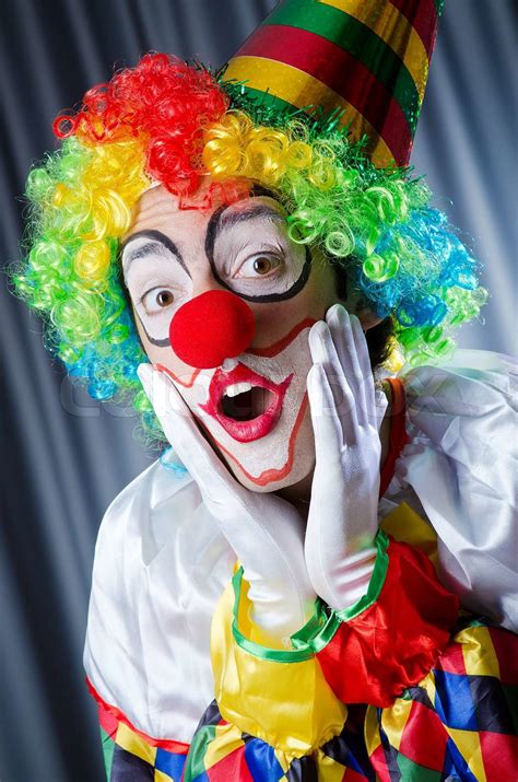 Funny Clown In Studio Shooting Stock Image Colourbox