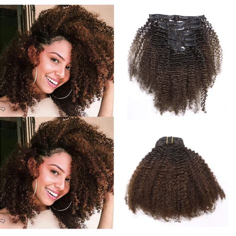 Anrosa Kinkys Curly Clip In Hair Extensions Human Hair 3c