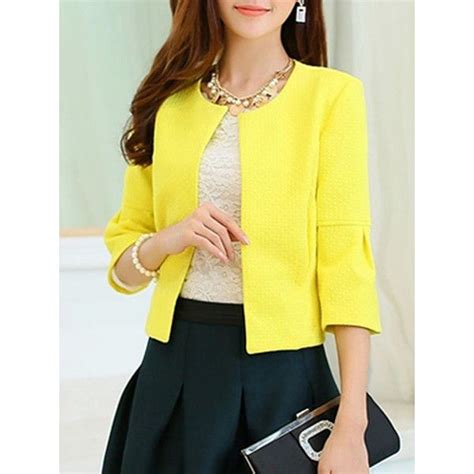 Yellow Collarless Blazers For Women