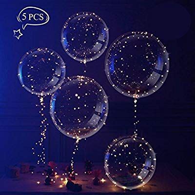 CT 5 Stück Transparenter Ballon 18 Zoll max 46cm mit Lichterkette 30