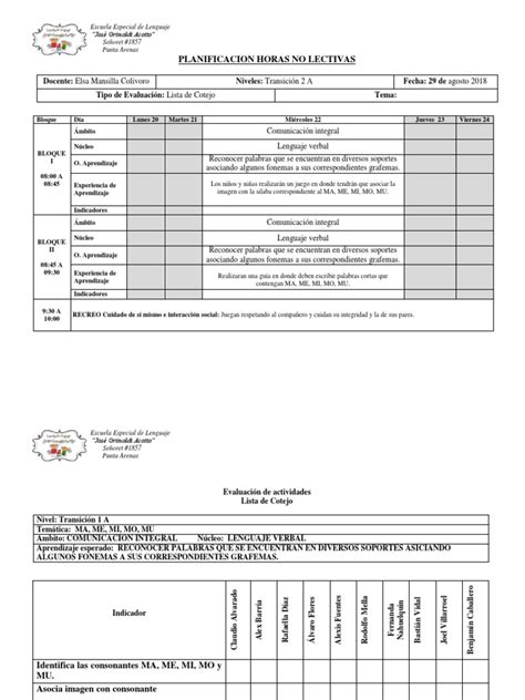 PlanificaciÓn Transicion 2 A Pdf Aprendizaje Lingüística