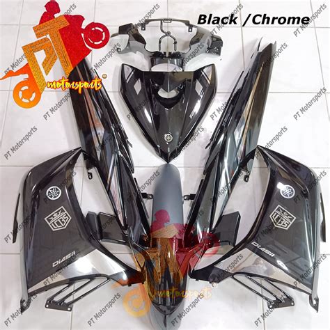 Yamaha LC 135 Matt Black Black Kilat Cover Set Sticker Custom Chrome