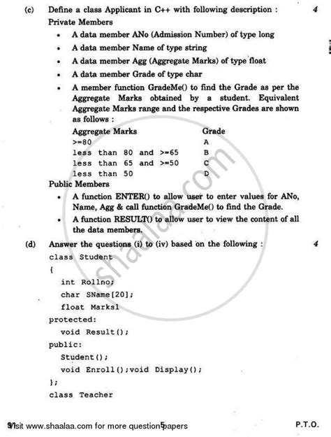 Computer Science Python 2010 2011 Commerce English Medium Class 12