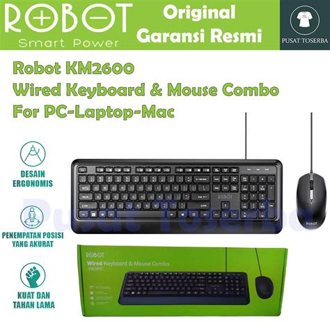 Keyboard Mouse Combo Robot Km Set Wired For Komputer Laptop Mac