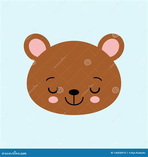 Cute Sleeping Bear Funny Animal Little Bear In Cartoon Style Vector