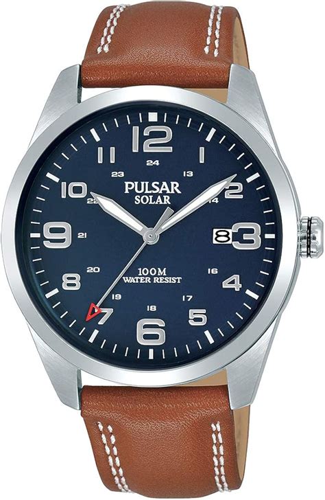 Pulsar Solar Herren Uhr Edelstahl Mit Lederband PX3189X1 Amazon De Uhren