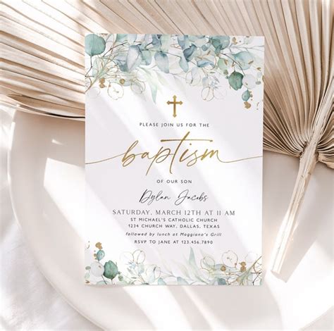 Christening Invitation Baptism Invitation Template Etsy