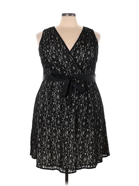 Lane Bryant 100 Nylon Jacquard Damask Brocade Black Casual Dress Size