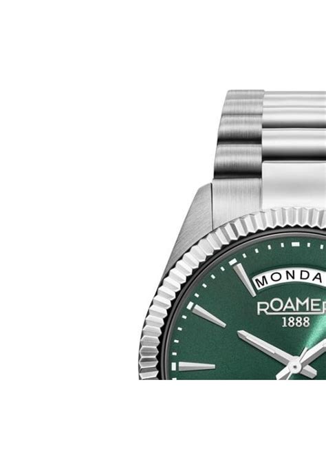 Ceas Barbatesc Primeline Daydate Roamer Inox Mm Argintiu Verde