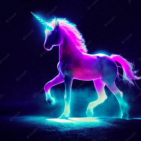 Premium Photo Glowing Unicorn In Universe Color