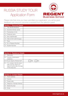 Fillable Online Regent Ac RUSSIA STUDY TOUR Application Form Regent