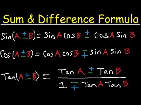 Sum And Difference Formula Worksheet