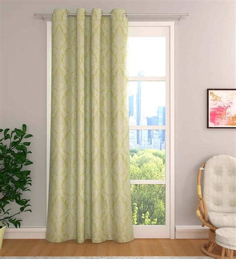 Buy Green Cotton Light Filtering Feet Eyelet Curtain Piece By The