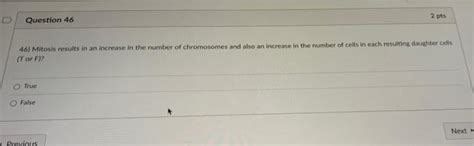 Solved 2 Pts D Question 46 The Number Of Cells In Each