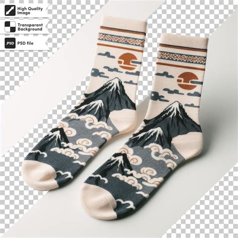 Premium PSD Psd Pair Of Socks With Prints On Transparent Background