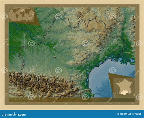 Occitanie, France. Physical. Major Cities Stock Illustration ...