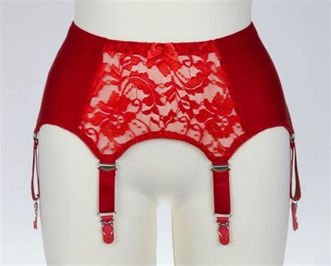 Red Lace Gilda 6 Strap Garter Belt Burlesque Suspender Belt