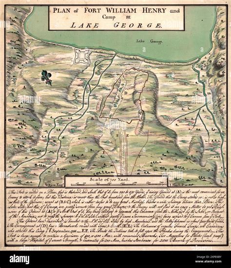 Vintage Illustrated map. Plan of Fort William Henry and Camp at Lake ...