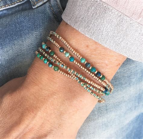 Wrapbracelet 5 Wraps With Chrysocolla Seed Bead Bracelet Boho T