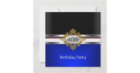 Black Silver 40th Birthday Party Black Royal Blue Invitation Zazzle