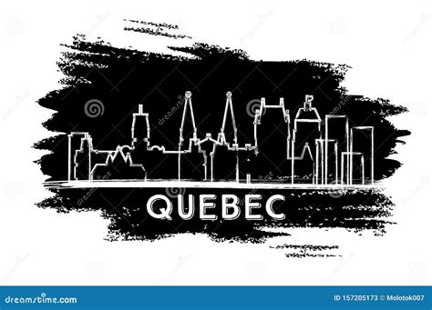 Quebec Canada City Skyline Silhouette Hand Drawn Sketch Stock Vector