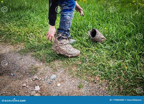 The Kids In The Mud Stock Image Image Of Boots Natural 179883689