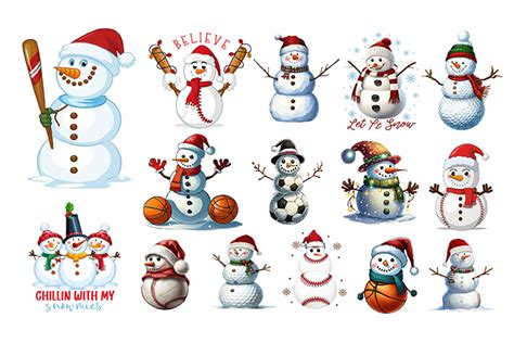 Cute Snowman Clipart Bundle