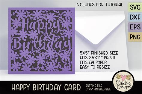 Floral Happy Birthday Card Svg Cutting File Filigree Floral Birthday