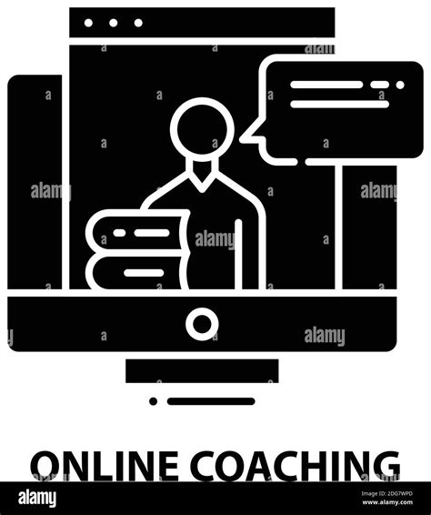 Online Coaching Icon Black Vector Sign With Editable Strokes Concept Illustration Stock Vector