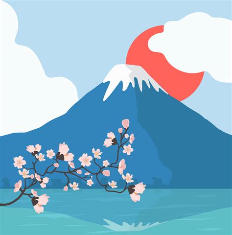 Cherry blossoms branch and Mount Fuji background 1877342 Vector Art at Vecteezy