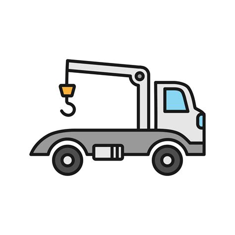 Tow Truck Color Icon Evacuator Car Wrecker Isolated Vector