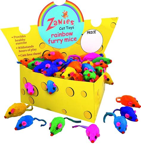 ZANIES Furry Mice Cat Toys, Rainbow, 60 count - Chewy.com