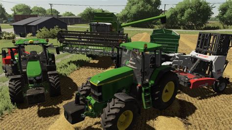 Żniwa pszenicy prasowanie i zbieranie słomy w Farming Simulator 22