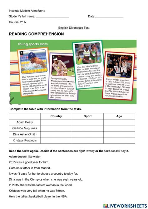 Be A Good Sport Reading Comprehension Worksheet EdHelper