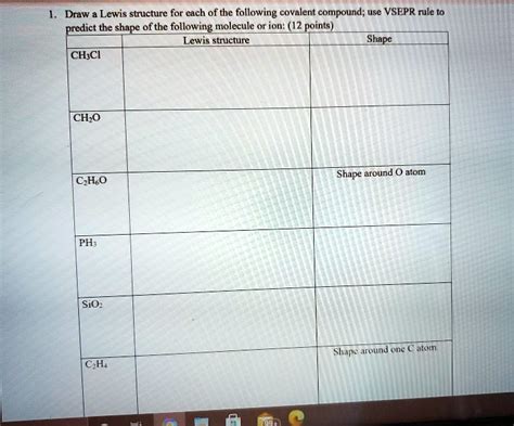 Solved Draw Lewis Structures For Each Of The Following Covalent