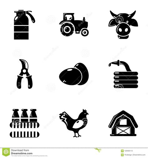 Iconos Fijados Estilo Simple De La Agricultura Ilustración Del Vector