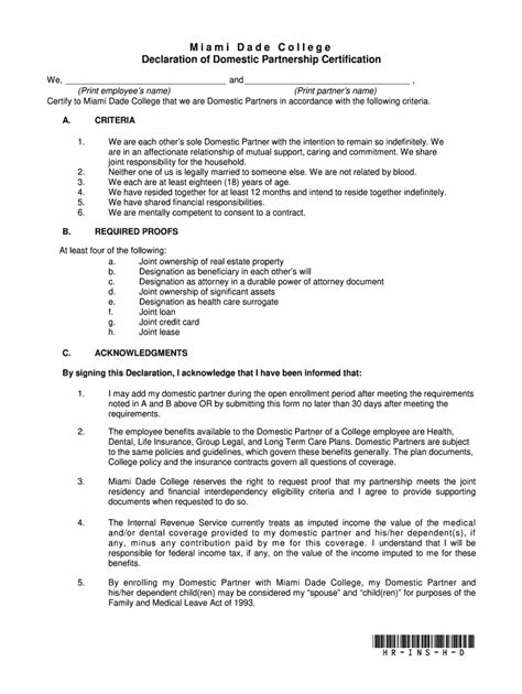 Mdc Declaration Of Domestic Partnership Certification Fill And Sign