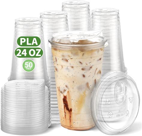 Amazon.com: CCWOFF 24 oz Compostable Clear Plastic Cups Disposable Iced