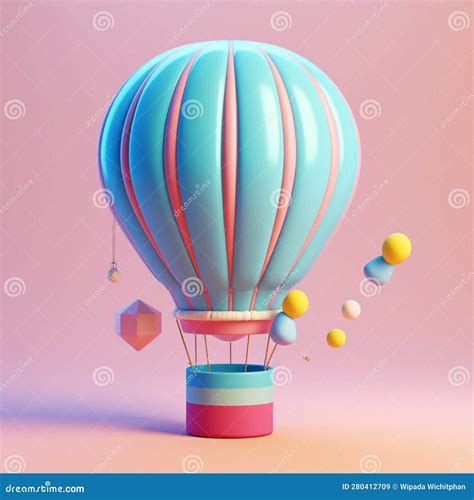Hot Air Balloons Pastel Color Floating In The Sky Illustration Stock