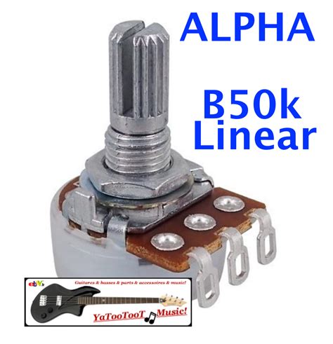 Alpha B50K Mini Potentiometer Linear A 1966 Solder Lugs Guitar