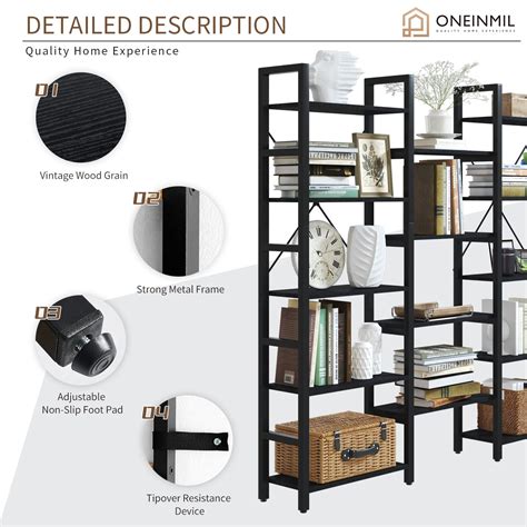 Snapklik Oneinmil Triple Wide Shelf Corner Bookcase Industrial