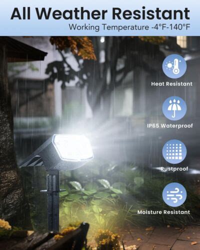 AUDERWIN Solar Spot Lights Outdoor IP65 Waterproof 63 LED 3 Lighting