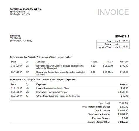 Law Firm Invoice Template