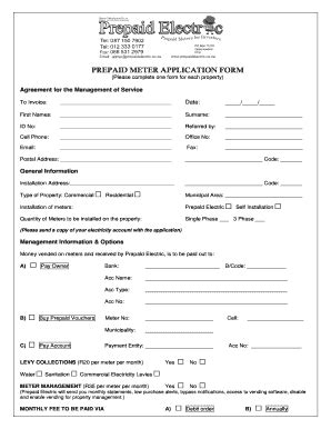 Fillable Online Prepaidelectric Co Prepaid Meter Application Form