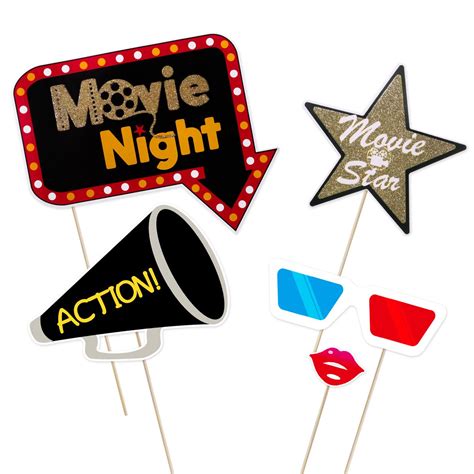 Bestoyard Hollywood Themed Party Props Movie Night Photo Booth Props