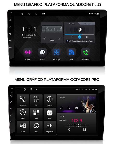 Central Multimidia QUADCORE PLUS OCTACORE PRO Android Tela LED QLED