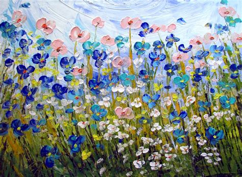 XXL Oil Painting WILDFLOWERS Large Canvas Original Palette Knife ...