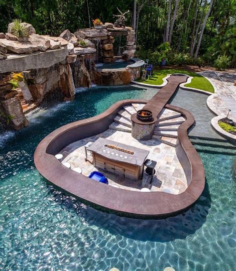 Spectacular Guitar Shaped Pool And Party Area By Lucas Lagoons Crazy