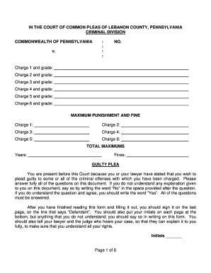 Guilty Plea Lebanon Criminal Printable Fill Online Printable