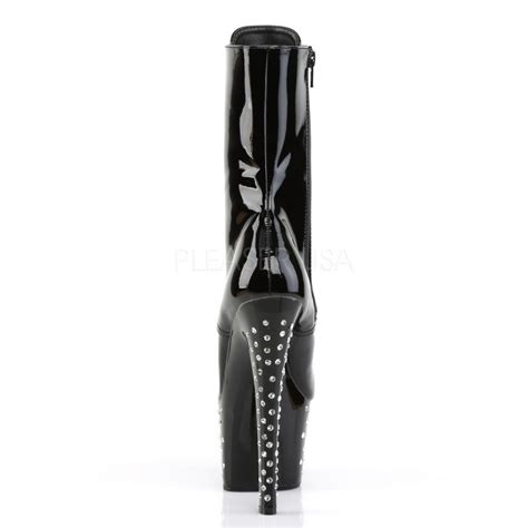 Bottines Plateformes Hautes Pleaser Stardust Noir Vernis